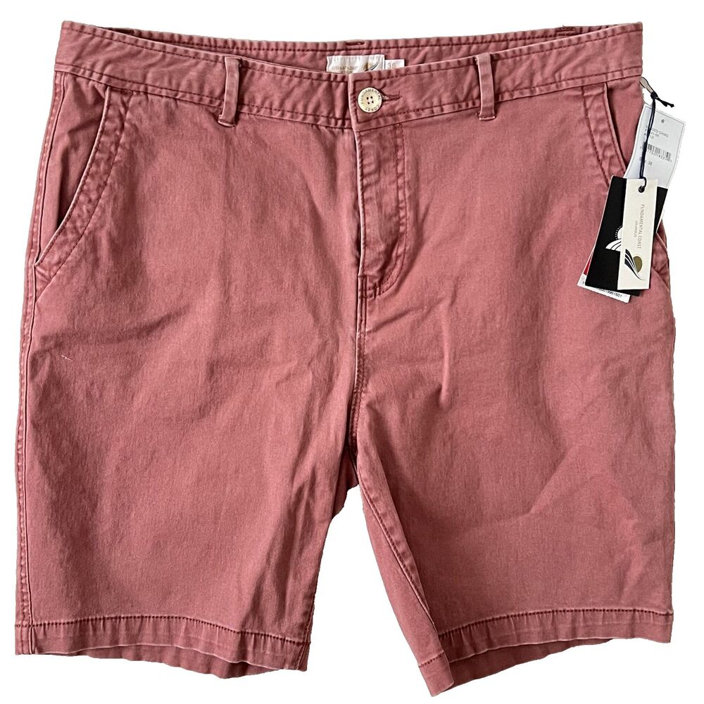 Fundamental Coast Mens Shorts 36 Red Cotton Chino NWT